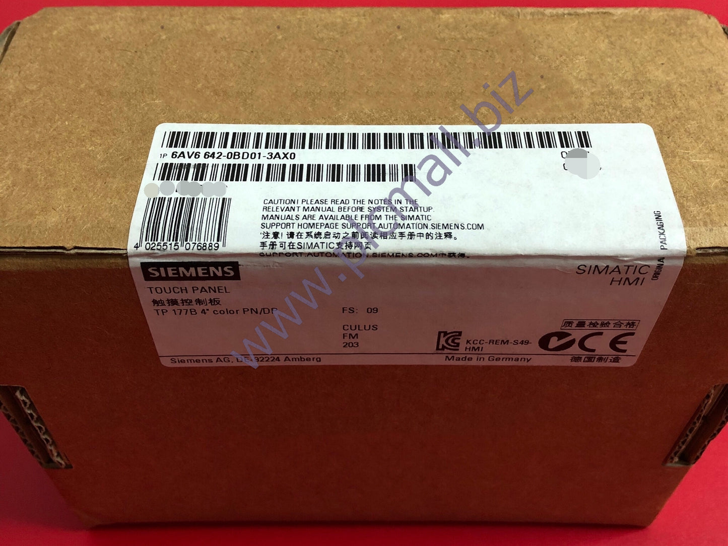 6AV6642-0BD01-3AX0 Siemens SIMATIC TP177B 4" COLOR PN/DP TFT 256 COLOR-16:9-DISPLAY, BRAND NEW