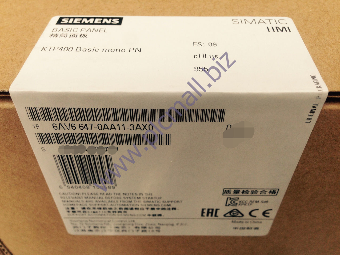 6AV6647-0AA11-3AX0 Siemens SIMATIC HMI KTP400 BASIC MONO PN, BRAND NEW