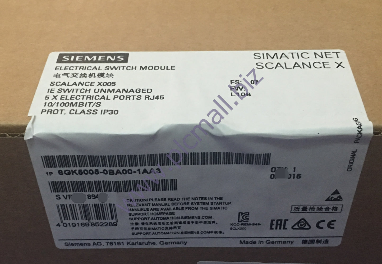 6GK5005-0BA00-1AA3 Siemens SCALANCE X005, IE ENTRY LEVEL BRAND NEW
