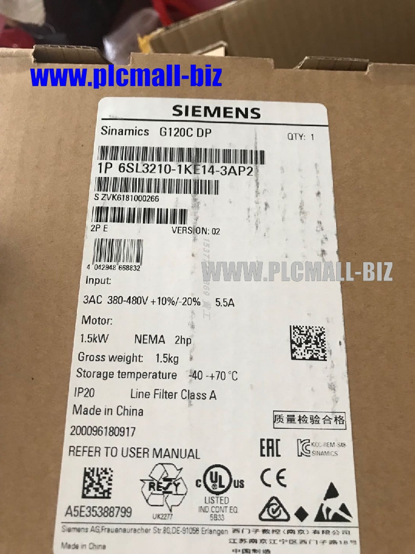 6SL3210-1KE12-3AP2 siemens G120C inverter, 0.75kw Brand New