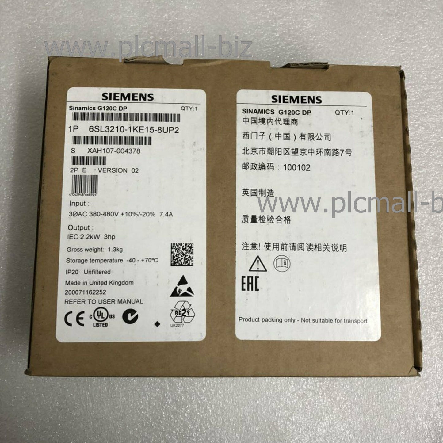 6SL3210-1KE15-8UP2 Siemens Frequency converter Brand New