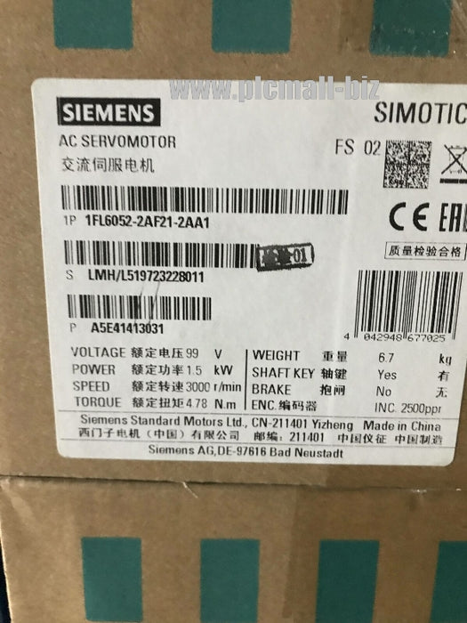 1FL6052-2AF21-2AA1 Siemens servo motor Brand New