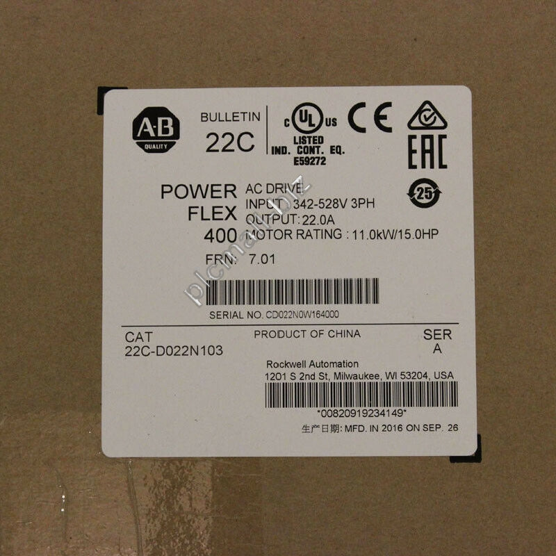 22C-D022N103 Allen Bradley PowerFlex 400- 11 kW (15 HP) AC Drive Brand new Fast shipping