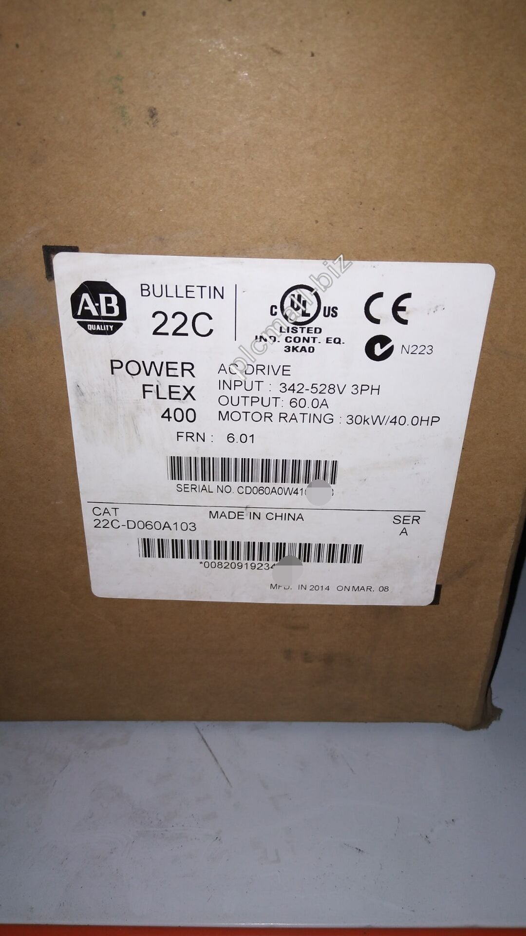 22C-D060A103 Allen Bradley PowerFlex 400- 30 kW (40 HP) AC Drive Brand new Fast shipping