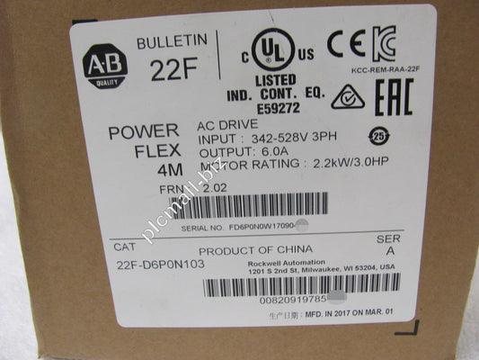 22F-D6P0N103 Allen Bradley PowerFlex 4M-2.2 kW (3 HP) AC Drive Brand new Fast shipping