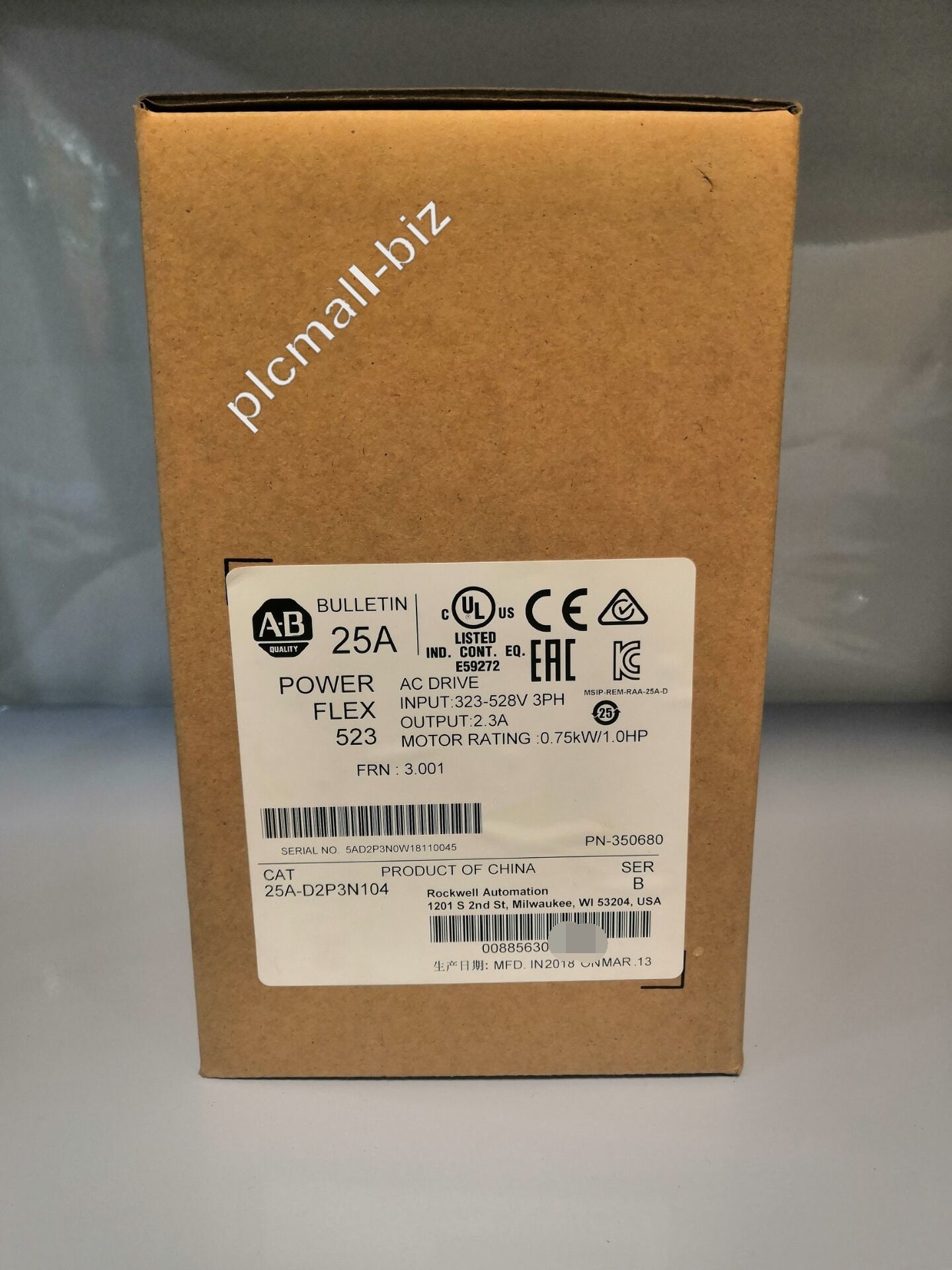 25A-D2P3N104 Allen Bradley PowerFlex 523 0.75kW (1Hp) AC Drive Brand new Fast shipping