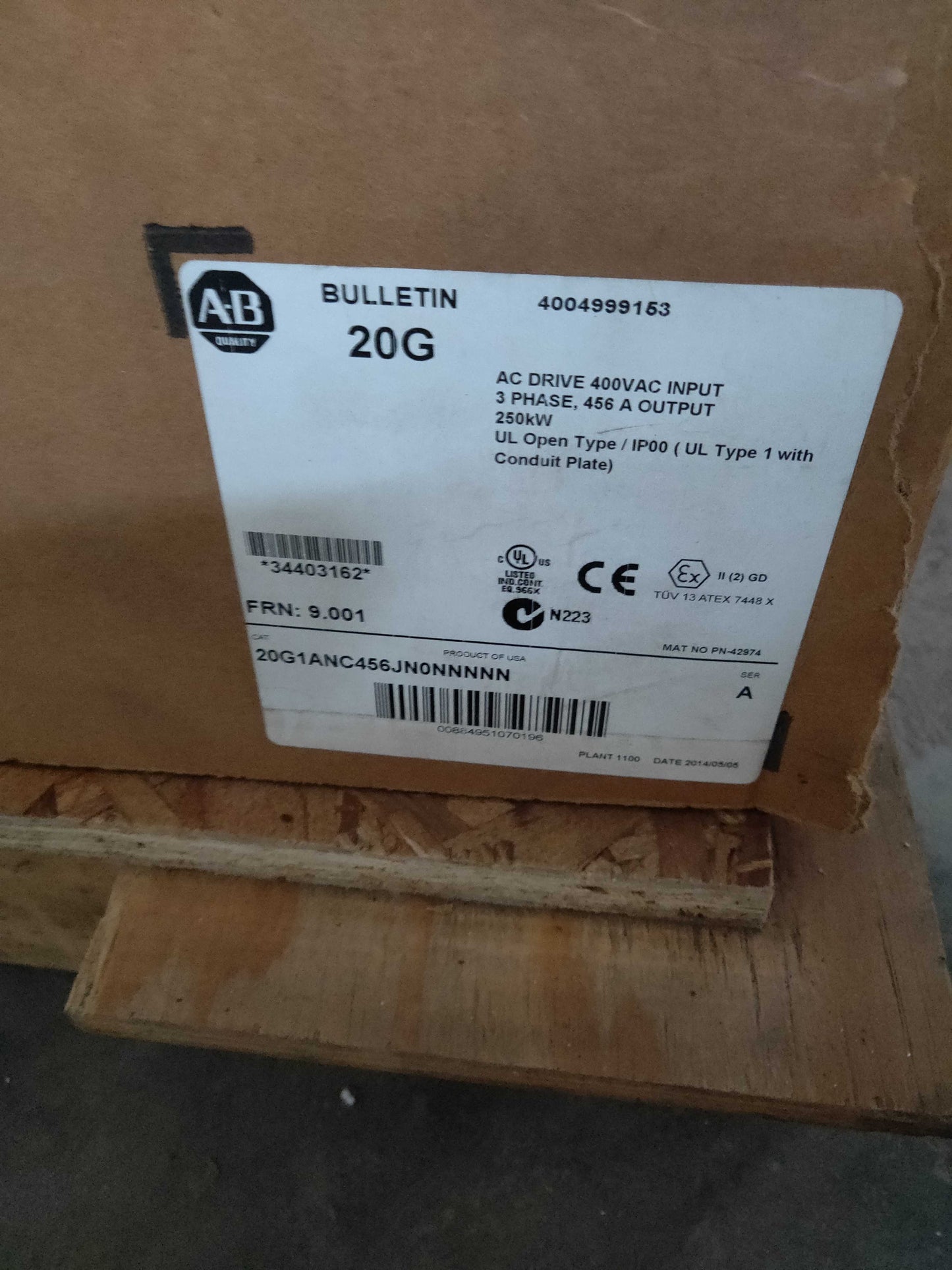 20G1ANC456JN0NNNNN Allen-Bradley Frequency converter brand new