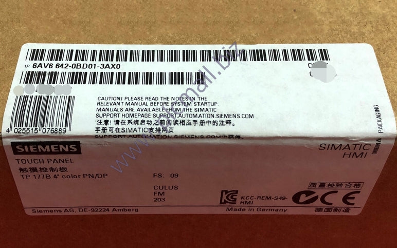 6AV6642-0BD01-3AX0 Siemens SIMATIC TP177B 4" COLOR PN/DP TFT 256 COLOR-16:9-DISPLAY, BRAND NEW