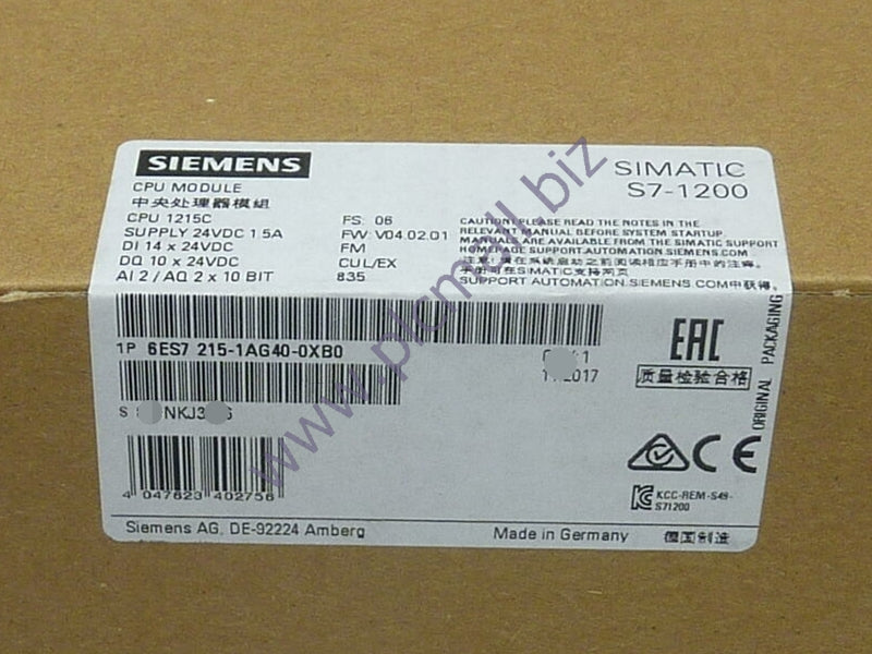 6ES7215-1AG40-0XB0 Siemens SIMATIC S7-1200 COMPACT CPU BRAND NEW