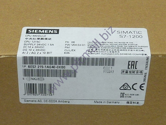 6ES7215-1AG40-0XB0 Siemens SIMATIC S7-1200 COMPACT CPU BRAND NEW