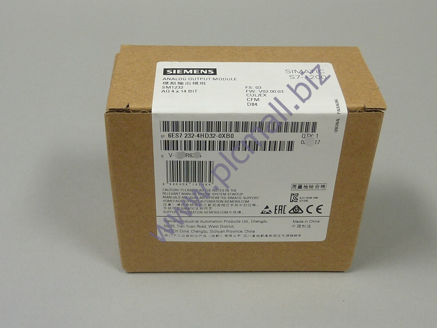 6ES7232-4HD32-0XB0 Siemens SIMATIC S7-1200, ANALOG OUTPUT, BRAND NEW
