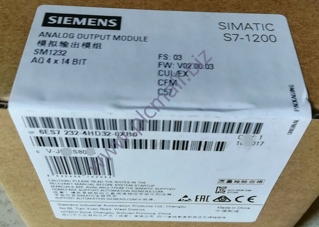 6ES7232-4HD32-0XB0 Siemens SIMATIC S7-1200, ANALOG OUTPUT, BRAND NEW
