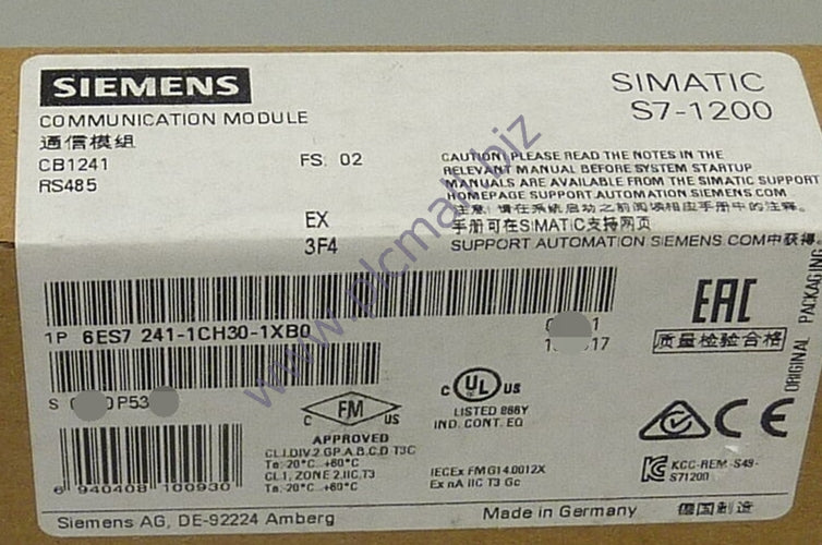 6ES7241-1CH30-1XB0 Siemens SIMATIC S7-1200, Communication Board CB 1241 BRAND NEW