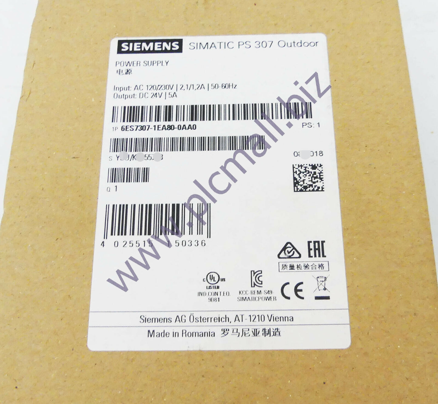 6ES7307-1EA80-0AA0 Siemens  S7-300 outdoor stabilized power supply PS307 BRAND NEW