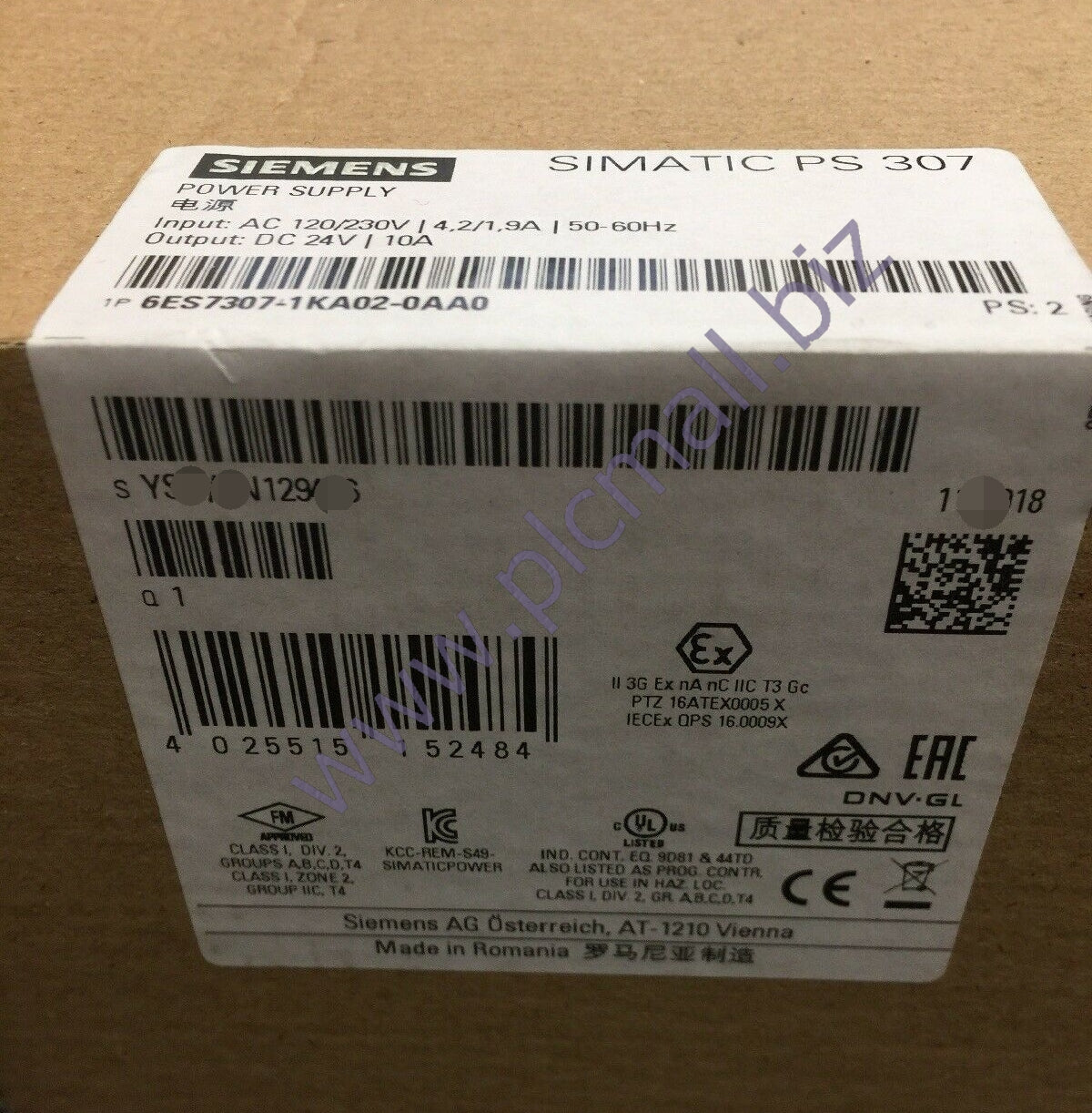 6ES7307-1KA02-0AA0 Siemens SIMATIC S7-300 Regulated power BRAND NEW
