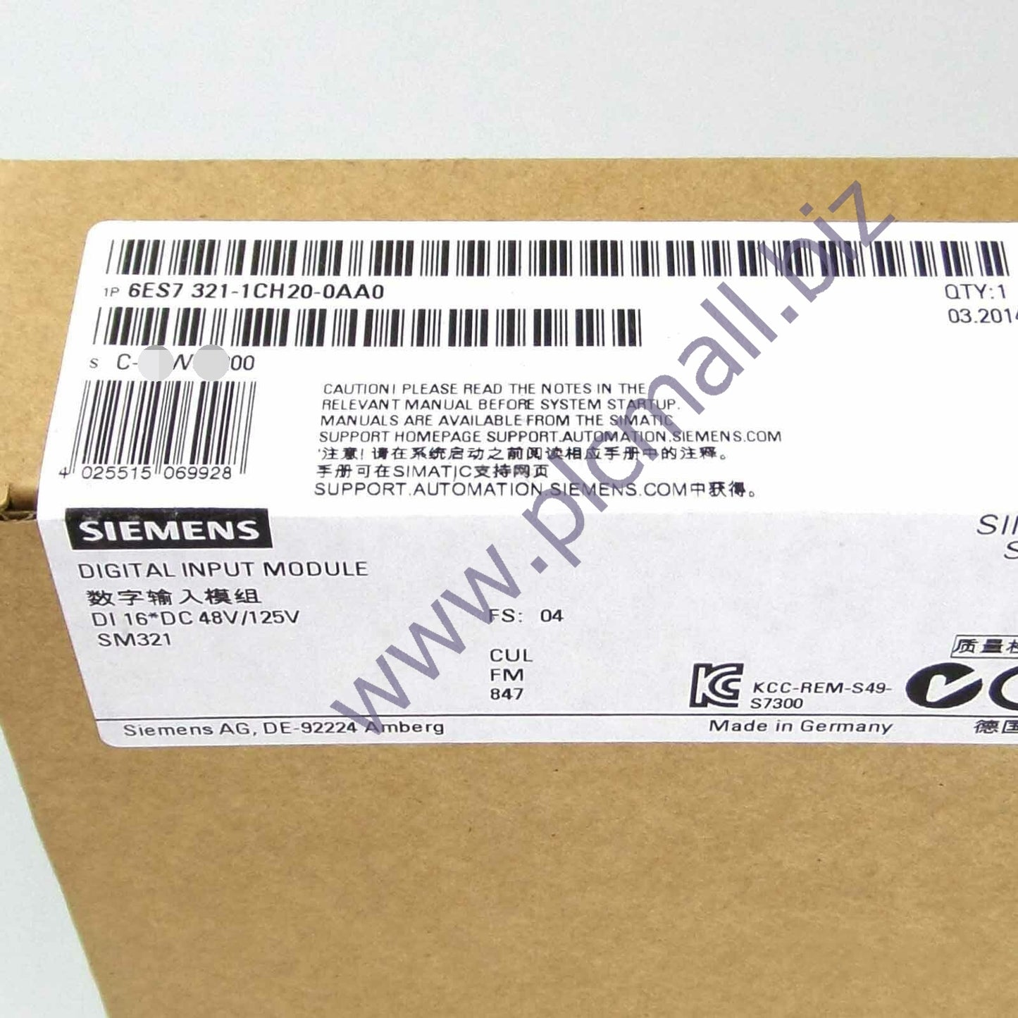 6ES7321-1CH20-0AA0 Siemens SIMATIC S7-300, DIGITAL INPUT SM 321, BRAND NEW