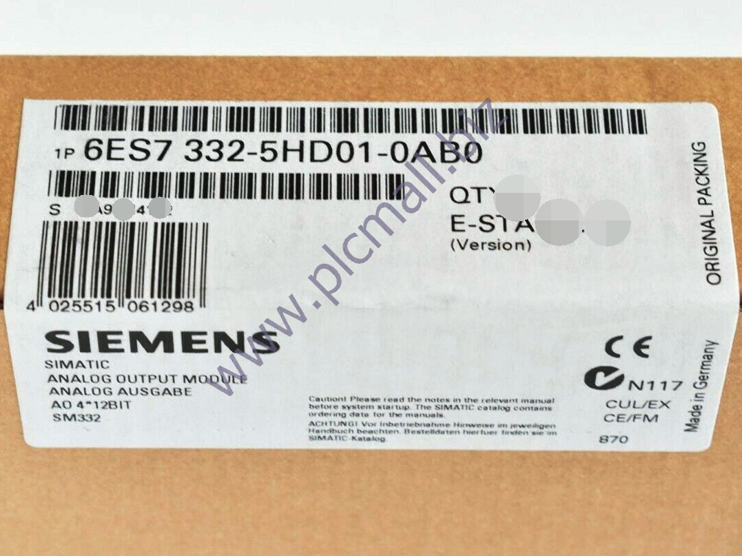 6ES7332-5HD01-0AB0 Siemens SIMATIC S7-300, ANALOG OUTPUT SM 332, BRAND NEW