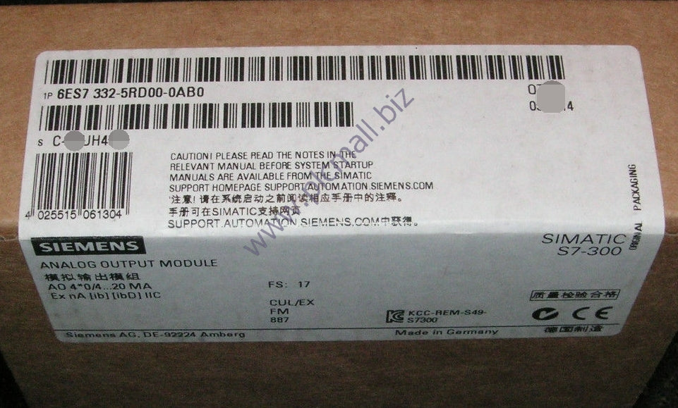6ES7332-5RD00-0AB0 Siemens SIMATIC S7, analog output SM BRAND NEW