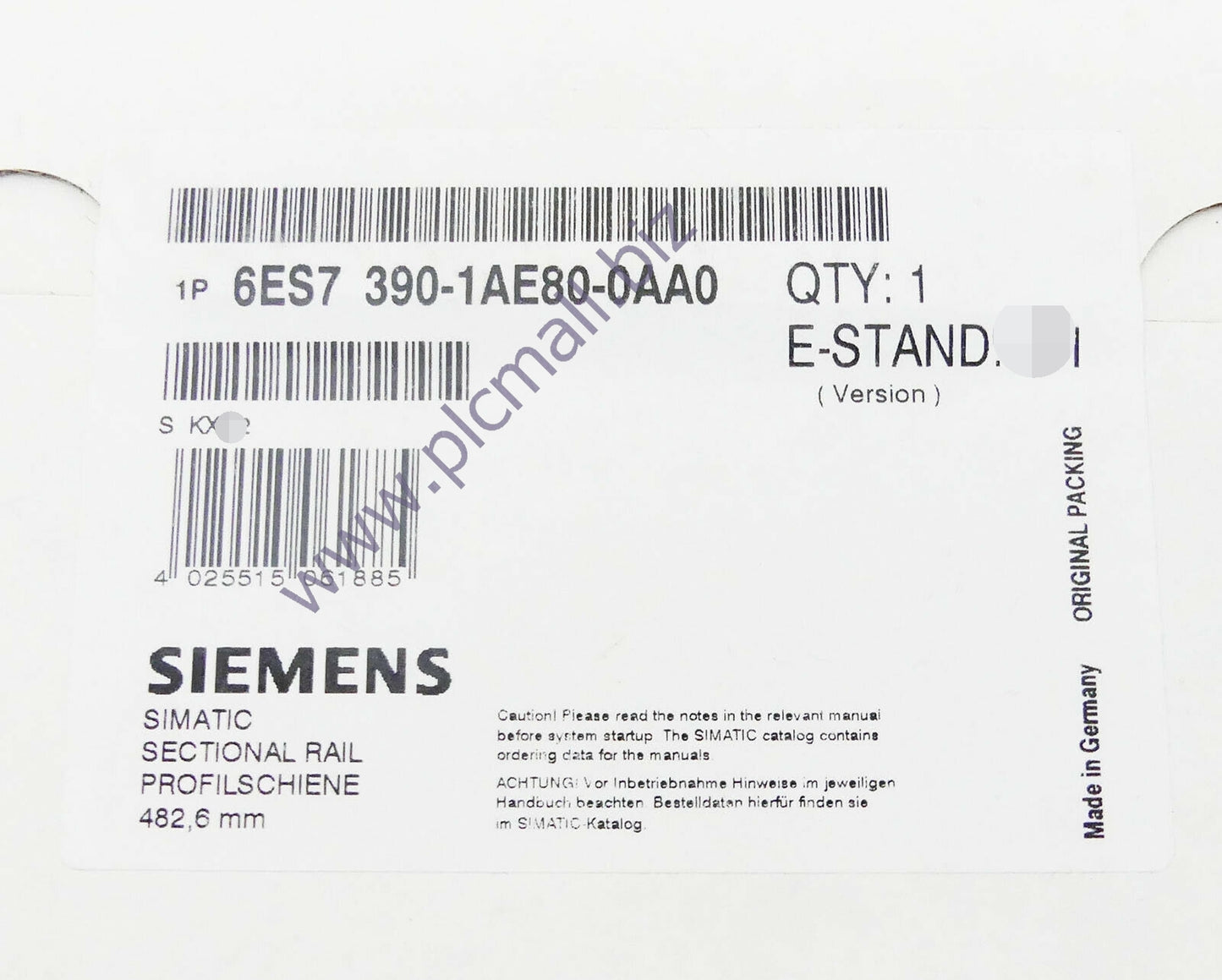 6ES7390-1AE80-0AA0 Siemens SIMATIC S7-300, RAIL L=480MM BRAND NEW