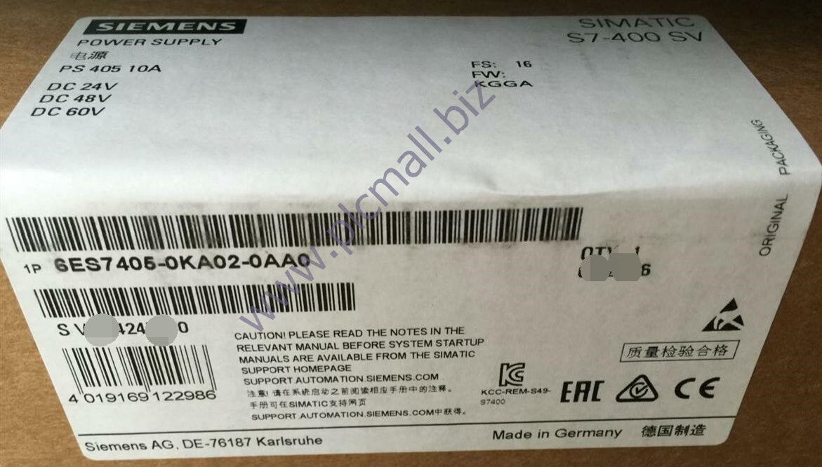 6ES7405-0KA02-0AA0 Siemens SIMATIC S7-400, PS 405 POWE BRAND NEW