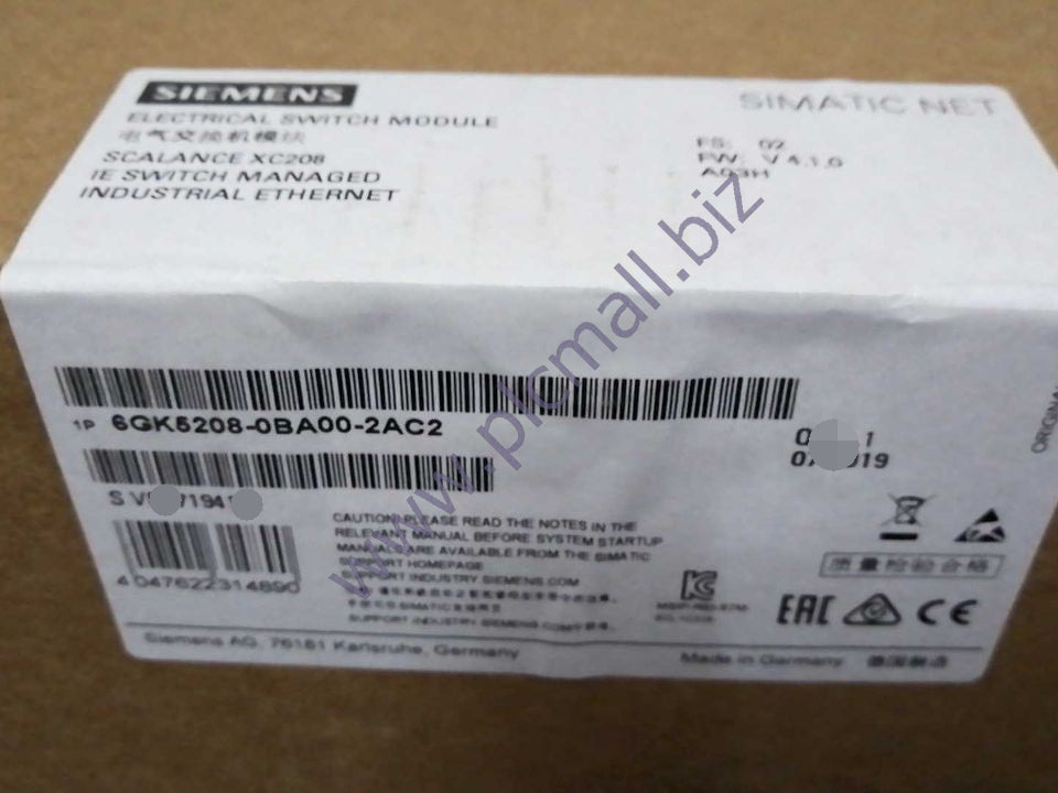 6GK5208-0BA00-2AC2  Siemens  SCALANCE XC208 MANAGEABLE LAYER 2 IE-SWITCH BRAND NEW