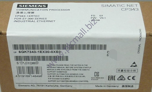 6GK7343-1EX30-0XE0  Siemens  SIMATIC S7-300 TO IND. ETHERNET VIA ISO AND TCP/IP  BRAND NEW