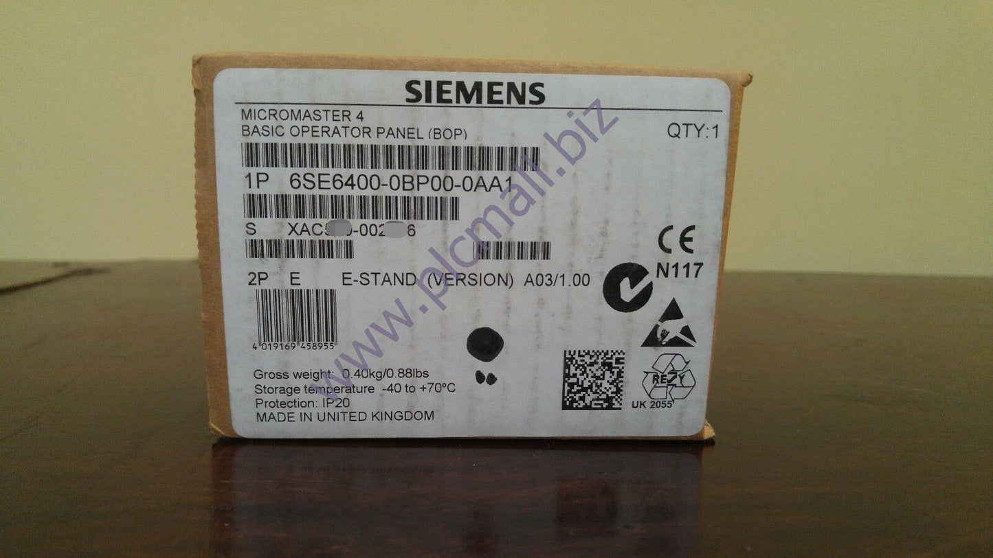 6SE6400-0BP00-0AA1 Siemens MICROMASTER 4 BASIC OPERATOR PANEL BRAND NEW