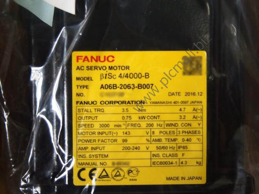 A06B-2063-B007 Fanuc servo motor BiSc 4/4000-B New in box